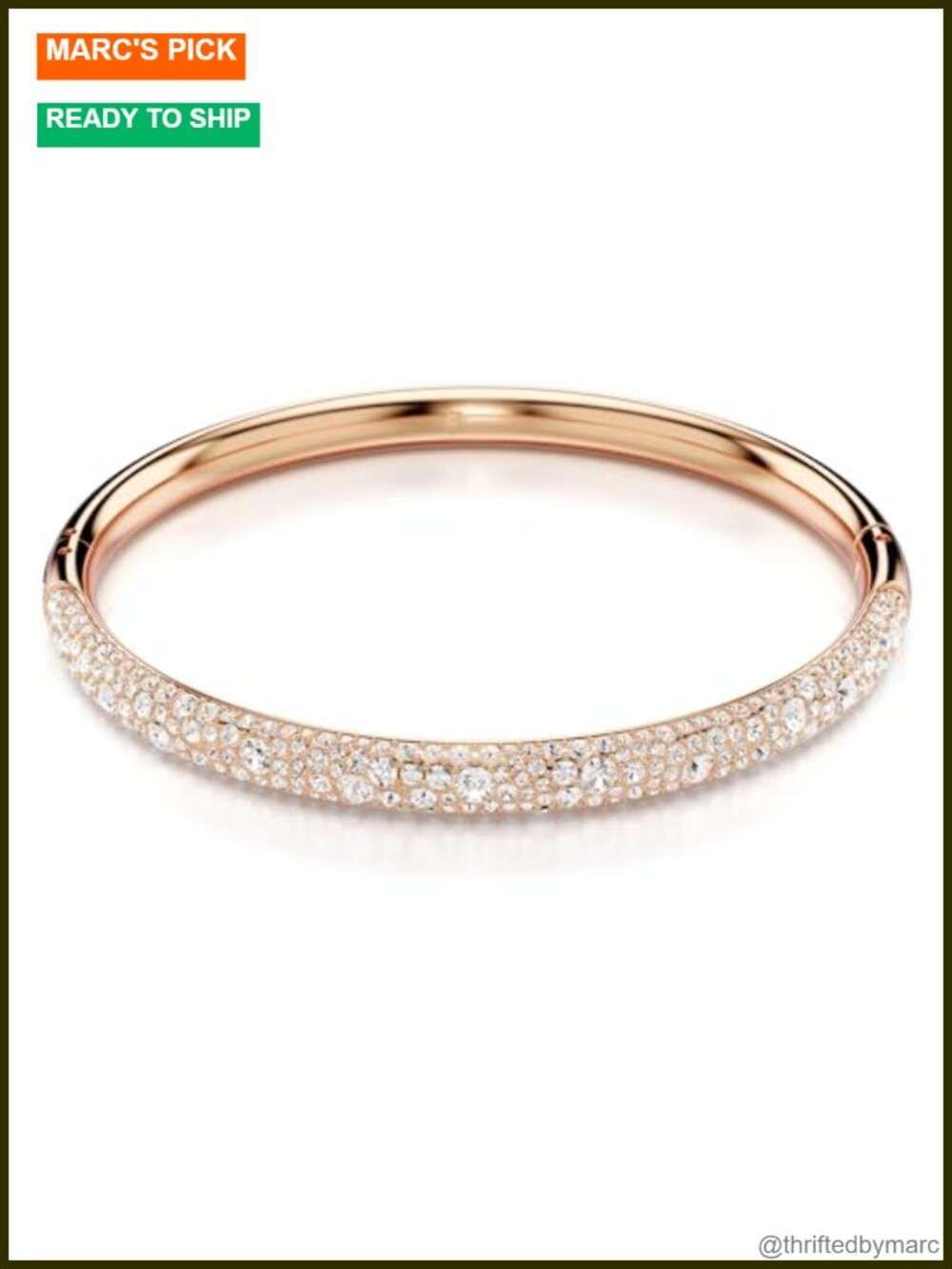 Crystal Pavé Bangle Bracelet Rose Gold Tone Finish